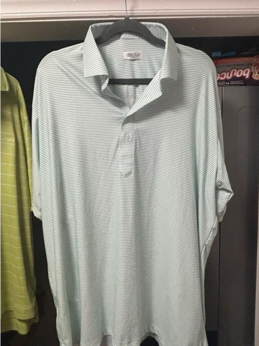 Collins & Co. Men's Short Sleeve Polo in Light Mint Stripe